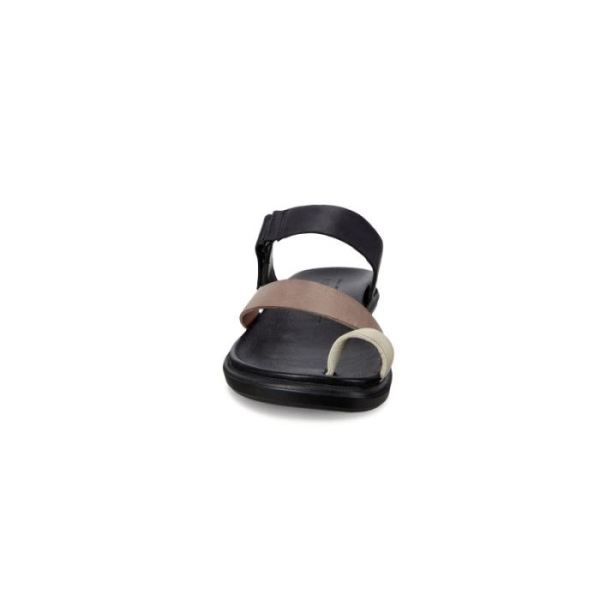 ECCO SHOES -SIMPIL SANDAL FLAT WOMEN'S TOE-LOOP SANDAL-LIMESTONE/WOODROSE/BLACK