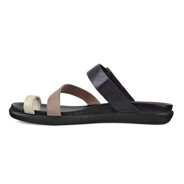 ECCO SHOES -SIMPIL SANDAL FLAT WOMEN'S TOE-LOOP SANDAL-LIMESTONE/WOODROSE/BLACK