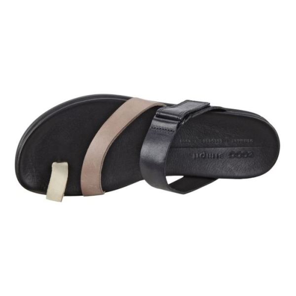 ECCO SHOES -SIMPIL SANDAL FLAT WOMEN'S TOE-LOOP SANDAL-LIMESTONE/WOODROSE/BLACK