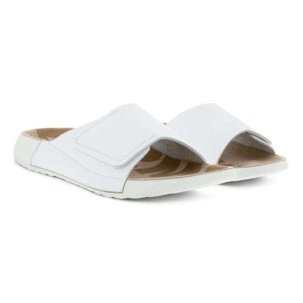 ECCO SHOES -2ND COZMO WOMEN'S ONE BAND SLIDE-BRIGHT WHITE