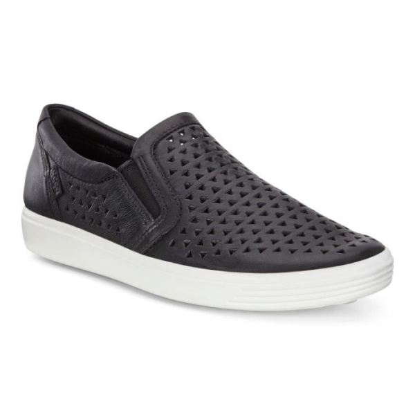 ECCO SHOES -SOFT 7 WOMEN'S SLIP-ON SNEAKERS-BLACK