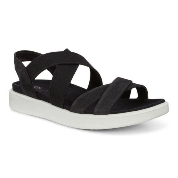 ECCO SHOES -FLOWT WOMEN'S FLAT STRAPPY SANDALS-BLACK