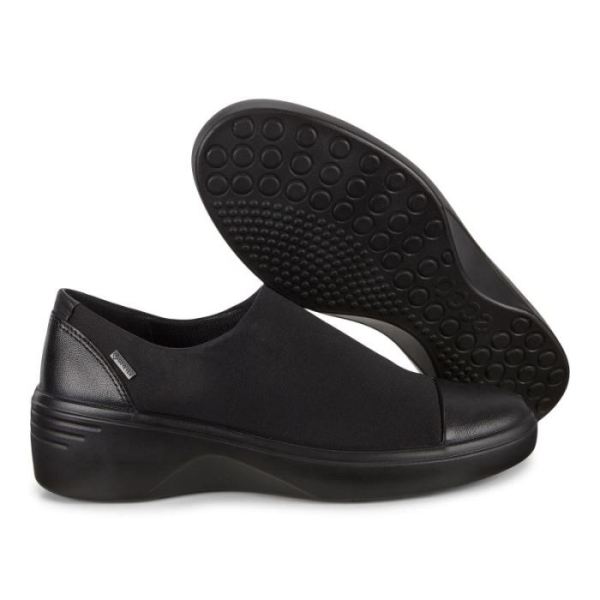 ECCO SHOES -SOFT 7 WOMEN'S WEDGE GTX SLIP ON-BLACK/BLACK