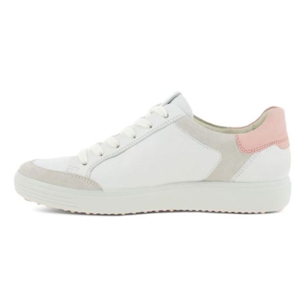 ECCO SHOES -SOFT 7 WOMEN'S RETRO SNEAKER-SHADOW WHITE/WHITE/SILVER PINK