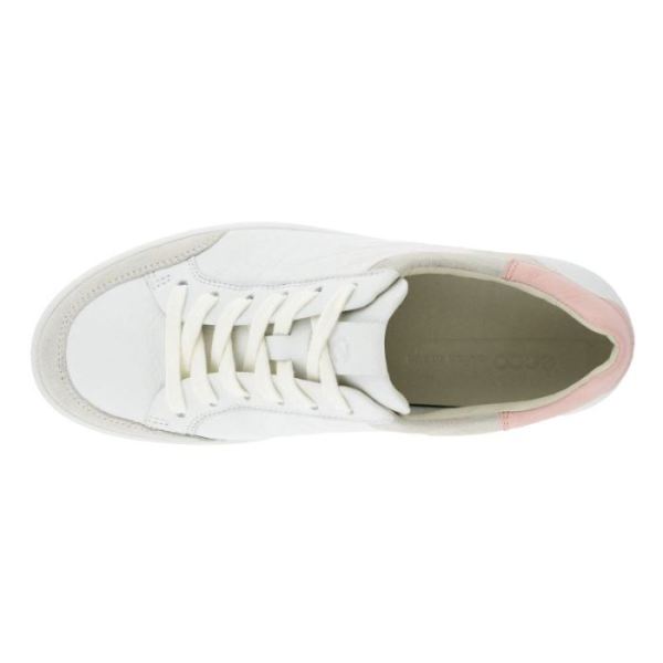 ECCO SHOES -SOFT 7 WOMEN'S RETRO SNEAKER-SHADOW WHITE/WHITE/SILVER PINK