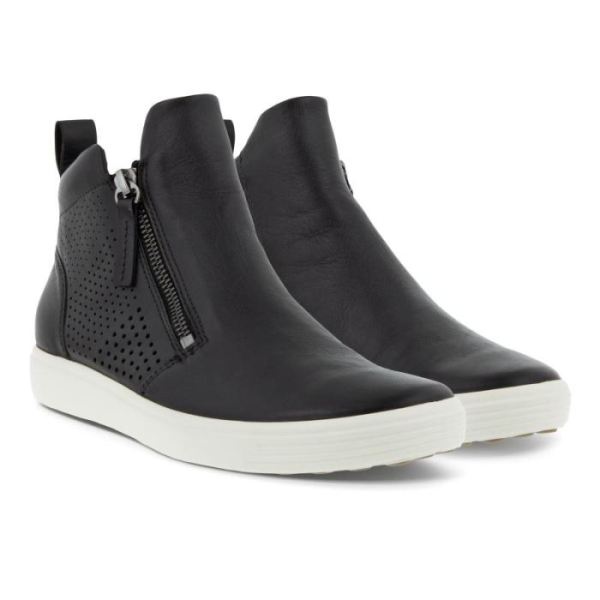 ECCO SHOES -SOFT 7 PERFORATED WOMEN'S ANKLE BOOT-BLACK