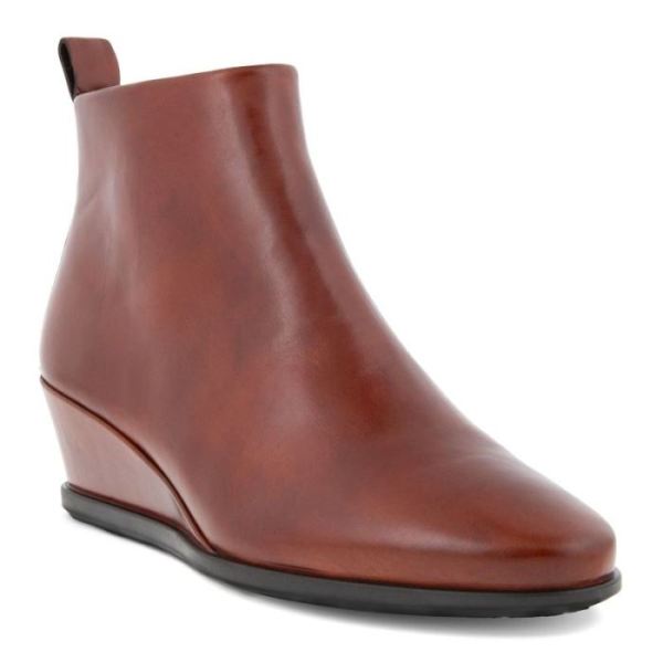 ECCO SHOES -SHAPE 45 WEDGE WOMEN'S ANKLE BOOT-COGNAC