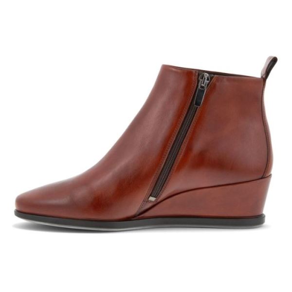 ECCO SHOES -SHAPE 45 WEDGE WOMEN'S ANKLE BOOT-COGNAC