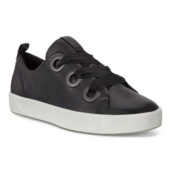 ECCO SHOES -SOFT 8 WOMEN'S 3-EYELET SNEAKERS-BLACK