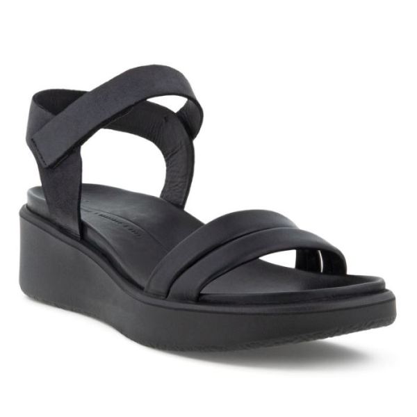 ECCO SHOES -FLOWT LX WOMEN'S WEDGE SANDAL-BLACK/BLACK