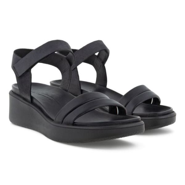 ECCO SHOES -FLOWT LX WOMEN'S WEDGE SANDAL-BLACK/BLACK