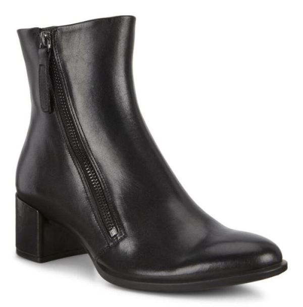 ECCO SHOES -SHAPE 35 WOMEN'S BLOCK ZIPPERED ANKLE BOOT-BLACK