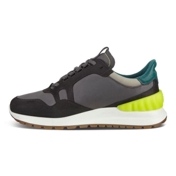 ECCO SHOES -ASTIR MEN'S SNEAKERS-BLACK/MAGNET/WILD DOVE/BAYGREEN