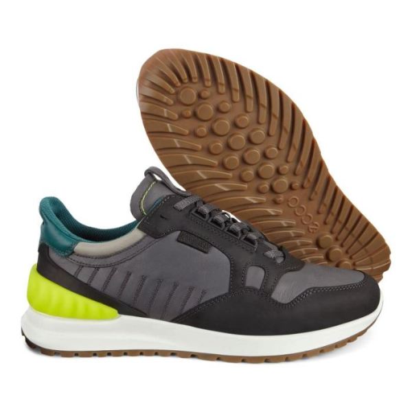 ECCO SHOES -ASTIR MEN'S SNEAKERS-BLACK/MAGNET/WILD DOVE/BAYGREEN