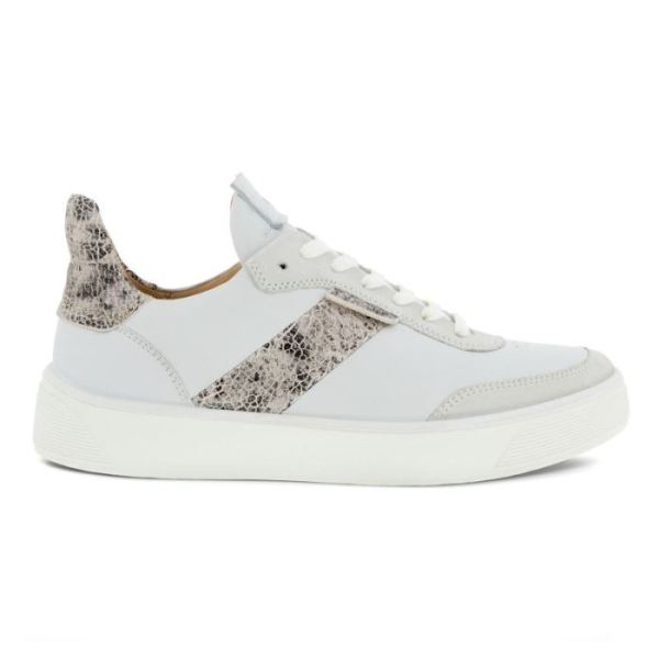 ECCO SHOES -STREET TRAY WOMEN'S STREET SNEAKER-SHADOW WHITE/WHITE/LIMESTONEBLACK