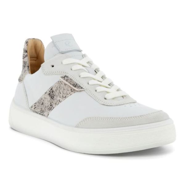 ECCO SHOES -STREET TRAY WOMEN'S STREET SNEAKER-SHADOW WHITE/WHITE/LIMESTONEBLACK