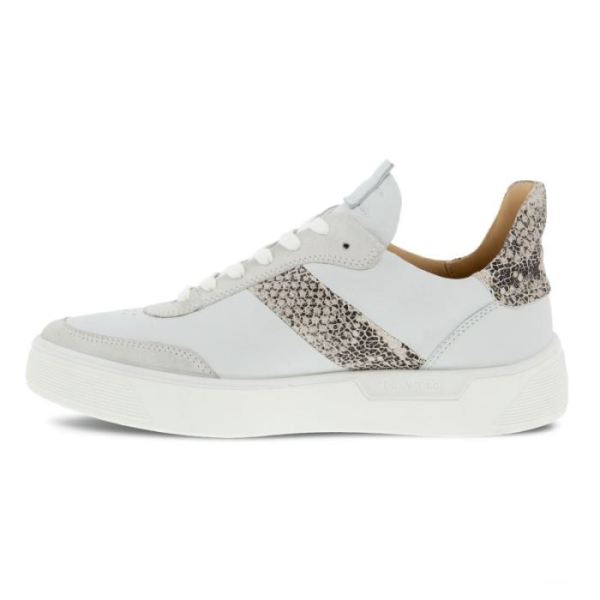 ECCO SHOES -STREET TRAY WOMEN'S STREET SNEAKER-SHADOW WHITE/WHITE/LIMESTONEBLACK