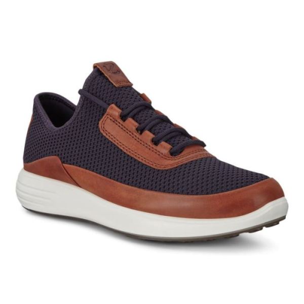 ECCO SHOES -SOFT 7 RUNNER MEN'S MESH SNEAKERS-AMBER/MARINE