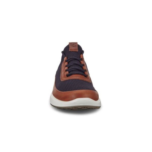 ECCO SHOES -SOFT 7 RUNNER MEN'S MESH SNEAKERS-AMBER/MARINE