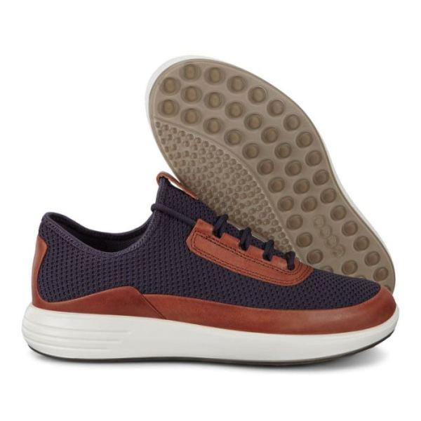 ECCO SHOES -SOFT 7 RUNNER MEN'S MESH SNEAKERS-AMBER/MARINE