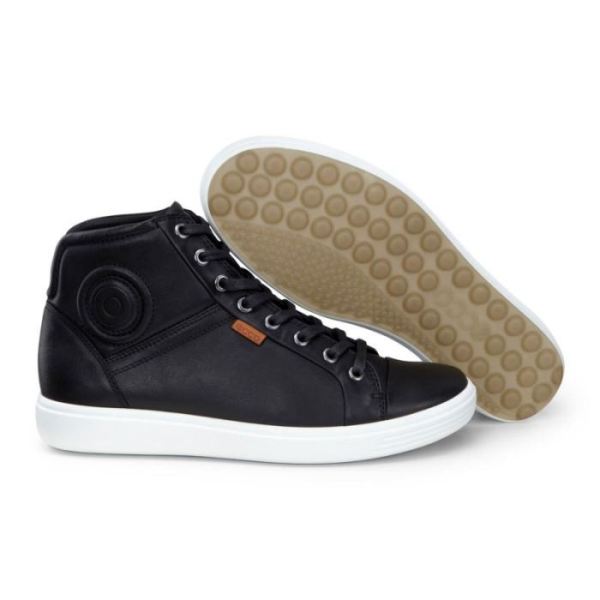 ECCO SHOES -SOFT 7 WOMEN'S HIGH TOP-BLACK