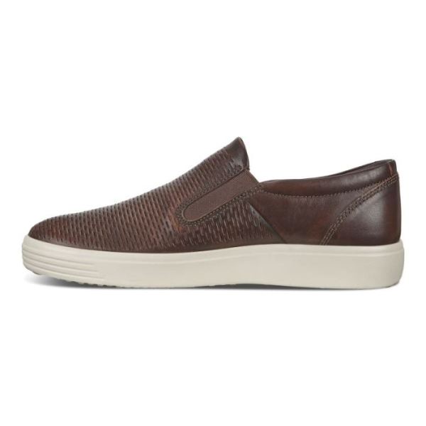 ECCO SHOES -SOFT 7 MEN'S SLIP-ON SNEAKERS-COGNAC