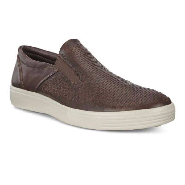 ECCO SHOES -SOFT 7 MEN'S SLIP-ON SNEAKERS-COGNAC