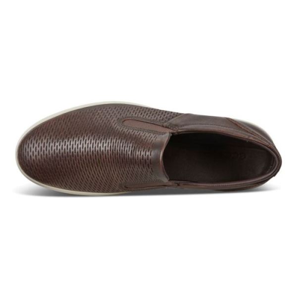 ECCO SHOES -SOFT 7 MEN'S SLIP-ON SNEAKERS-COGNAC