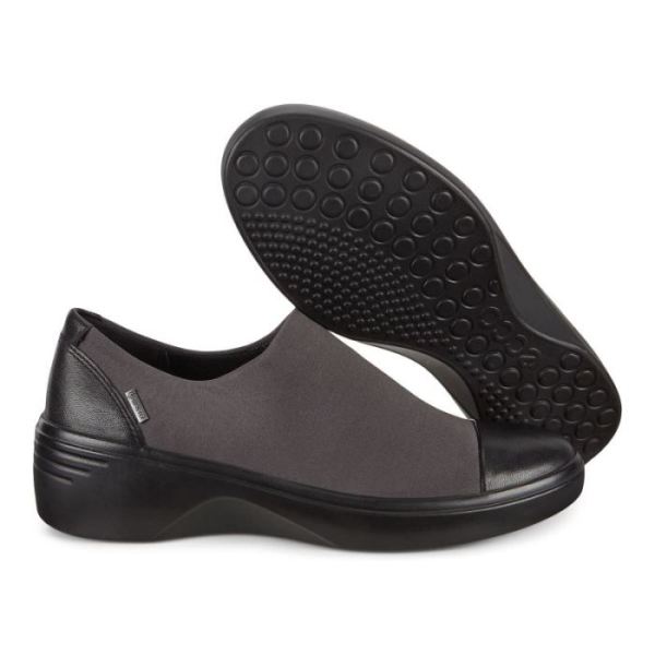 ECCO SHOES -SOFT 7 WOMEN'S WEDGE GTX SLIP ON-BLACK/MAGNET