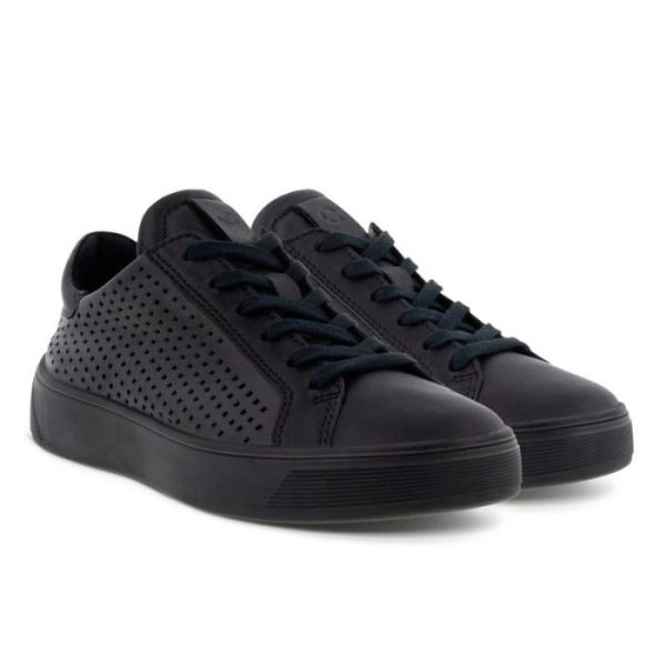 ECCO SHOES -STREET TRAY W LACED SHOES-BLACK