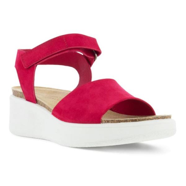 ECCO SHOES -FLOWT WOMEN'S WEDGE CORK SANDAL-DAHLIA