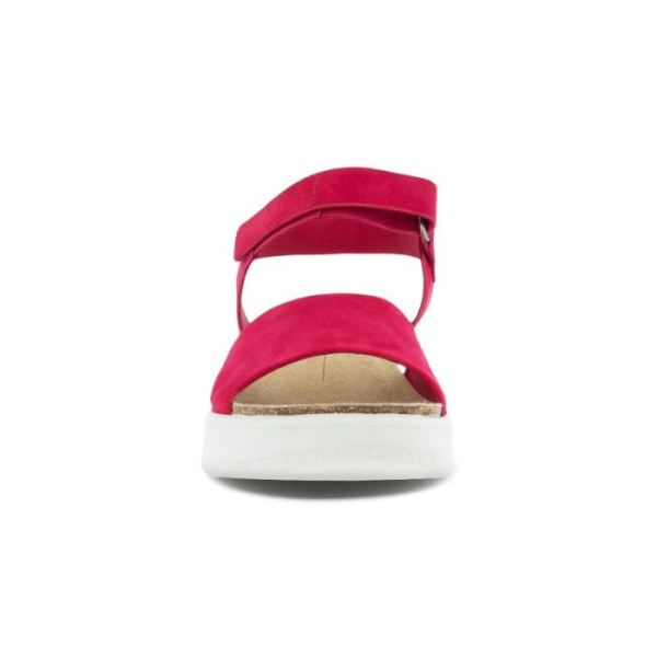 ECCO SHOES -FLOWT WOMEN'S WEDGE CORK SANDAL-DAHLIA