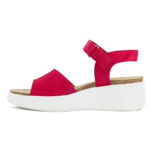 ECCO SHOES -FLOWT WOMEN'S WEDGE CORK SANDAL-DAHLIA