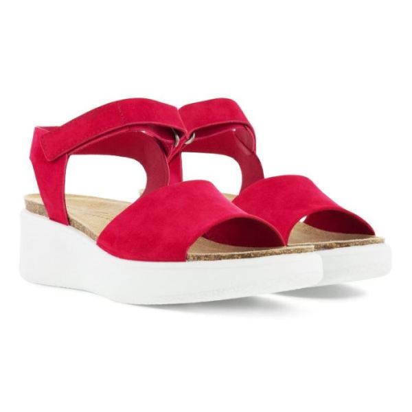 ECCO SHOES -FLOWT WOMEN'S WEDGE CORK SANDAL-DAHLIA