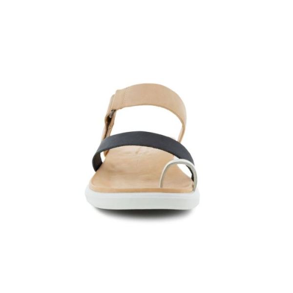 ECCO SHOES -SIMPIL SANDAL FLAT WOMEN'S TOE-LOOP SANDAL-SHADOW WHITE/BLACK/POWDER