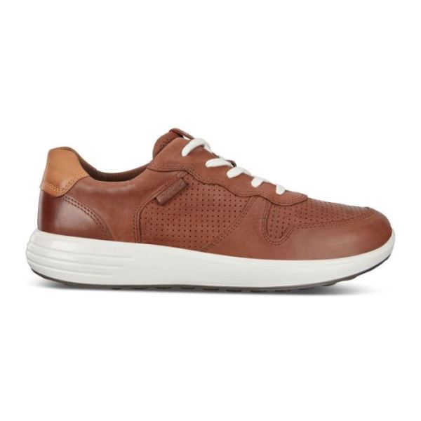 ECCO SHOES -SOFT 7 RUNNER MEN'S LACE-UP SNEAKERS-MAHOGANY/LION