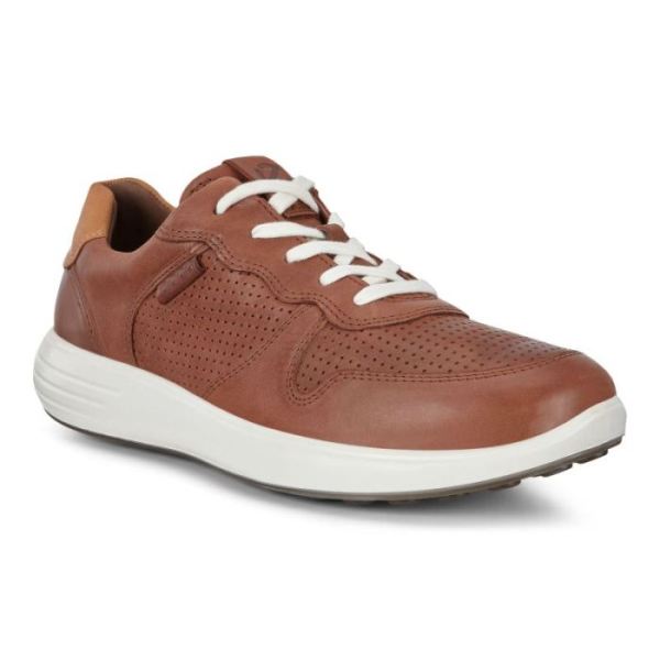 ECCO SHOES -SOFT 7 RUNNER MEN'S LACE-UP SNEAKERS-MAHOGANY/LION