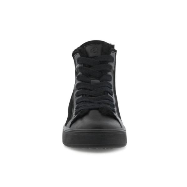 ECCO SHOES -STREET TRAY WOMEN'S FLEECE-LINED ANKLE BOOTIE-BLACK/BLACK