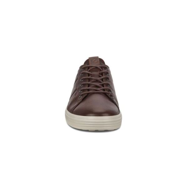 ECCO SHOES -SOFT 7 MEN'S PADDED LEATHER SNEAKERS-COGNAC/JAY