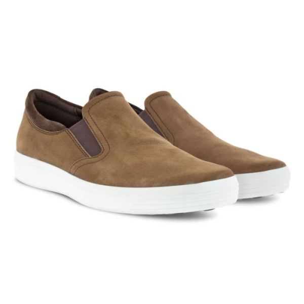 ECCO SHOES -SOFT 7 MEN'S SLIP ON 2.0-COCOA BROWN/COFFEE