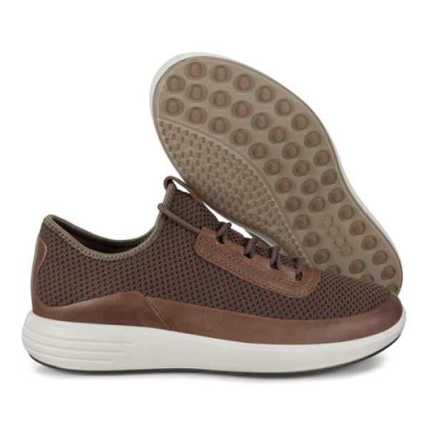 ECCO SHOES -SOFT 7 RUNNER MEN'S MESH SNEAKERS-DARK CLAY/DARK CLAY