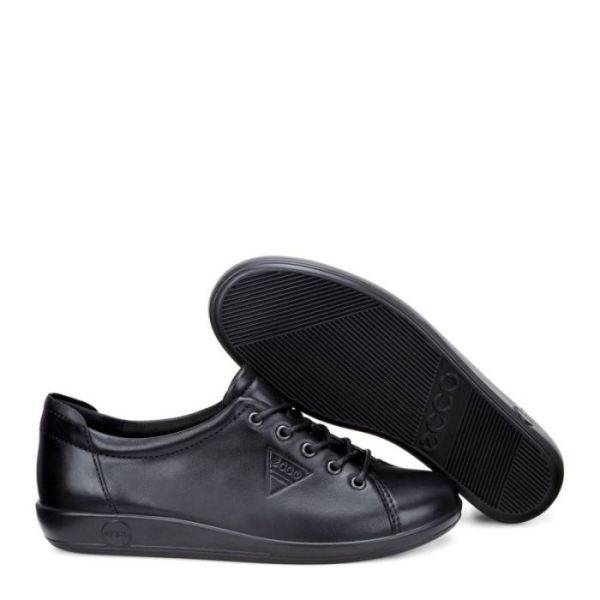 ECCO SHOES -SOFT 2.0 WOMEN'S TIE-BLACK WITH BLACK SOLE