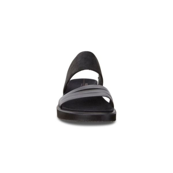 ECCO SHOES -FLOWT W FLAT SANDAL-BLACK DARK SHADOW METALLIC/BLACK