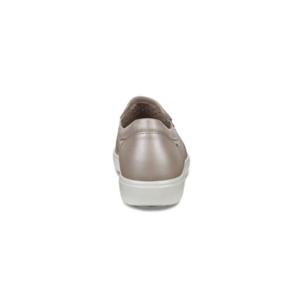 ECCO SHOES -SOFT 7 WOMEN'S SLIP-ON SNEAKERS-GREY ROSE METALLIC