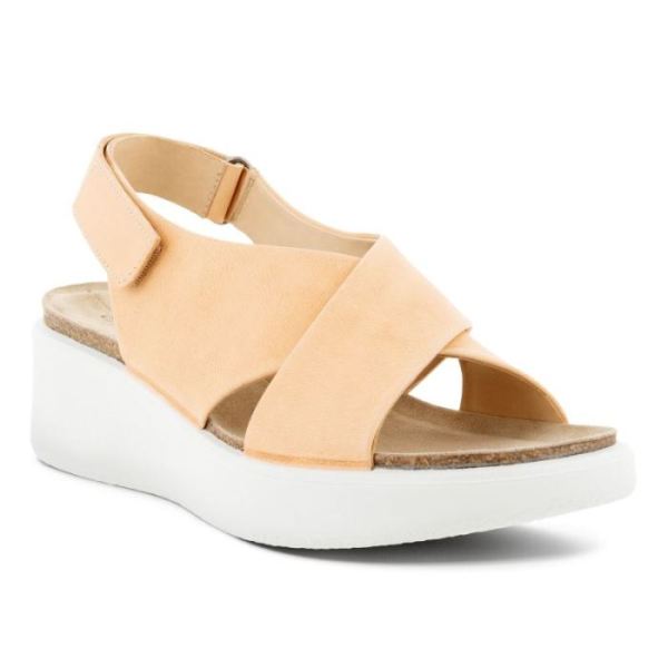 ECCO SHOES -FLOWT WEDGE CORK WOMEN'S SANDAL-NATURAL NUDE M1