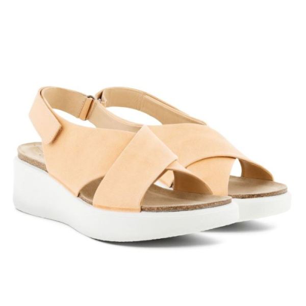 ECCO SHOES -FLOWT WEDGE CORK WOMEN'S SANDAL-NATURAL NUDE M1