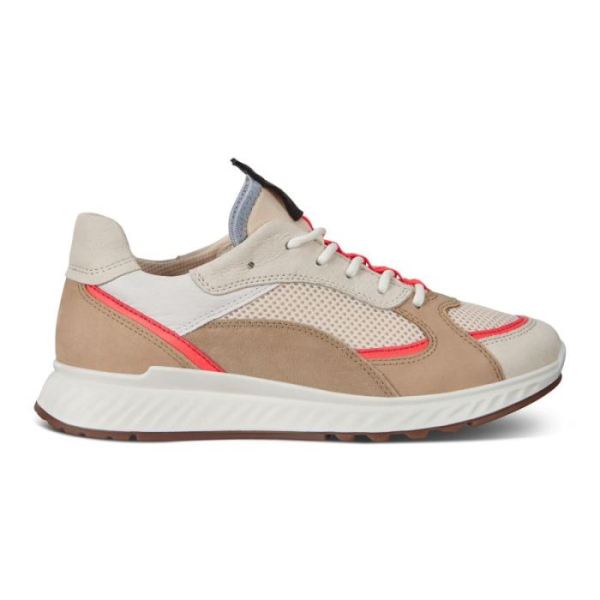 ECCO SHOES -ST.1 WOMEN'S SNEAKER-VANILLA/CORAL NEON/VANILLA/BEIGE