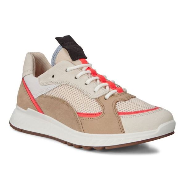 ECCO SHOES -ST.1 WOMEN'S SNEAKER-VANILLA/CORAL NEON/VANILLA/BEIGE