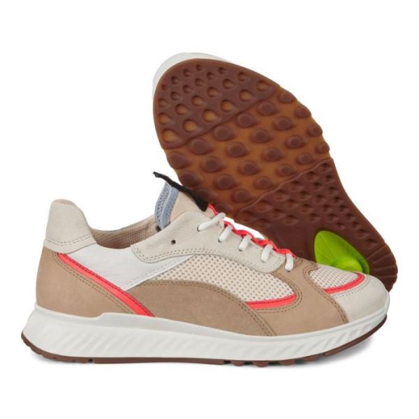 ECCO SHOES -ST.1 WOMEN'S SNEAKER-VANILLA/CORAL NEON/VANILLA/BEIGE