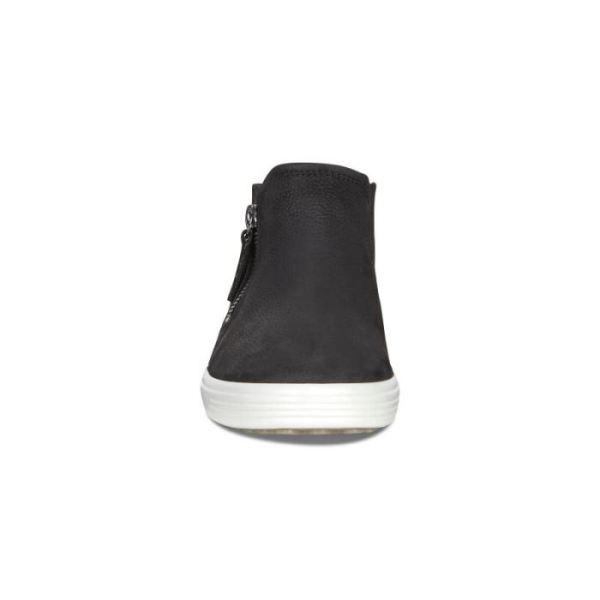 ECCO SHOES -SOFT 7 WOMEN'S SIDE ZIP BOOTIE-BLACK/POWDER